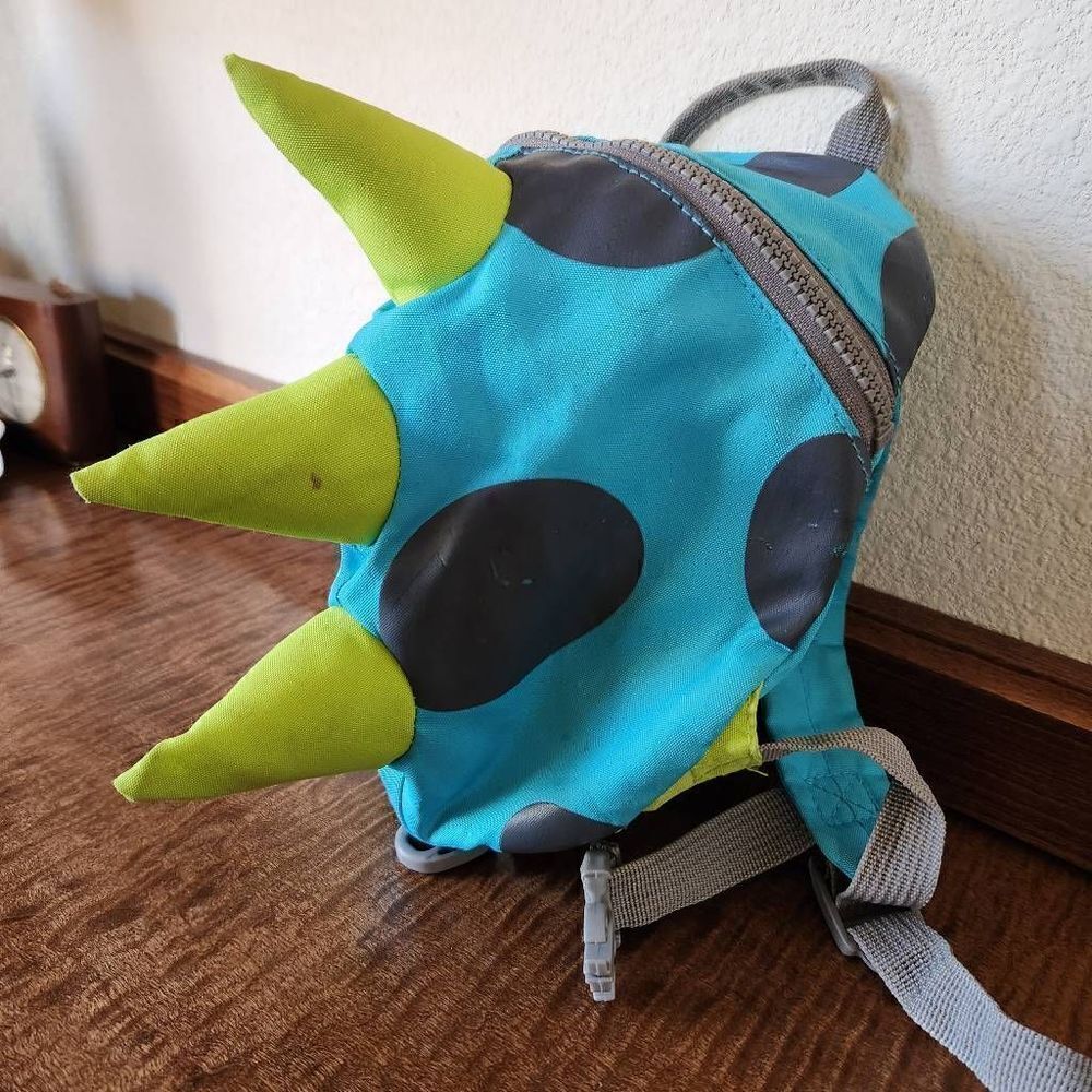 Goldbug dinosaur 3D Spike reptilian toddler mini backpack blue travel